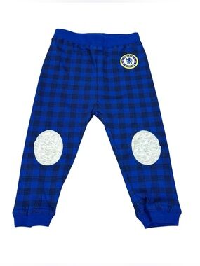 Chelsea FC Soccer Football Baby Boys Blue Black Plaid Pants Size 12-18 Months